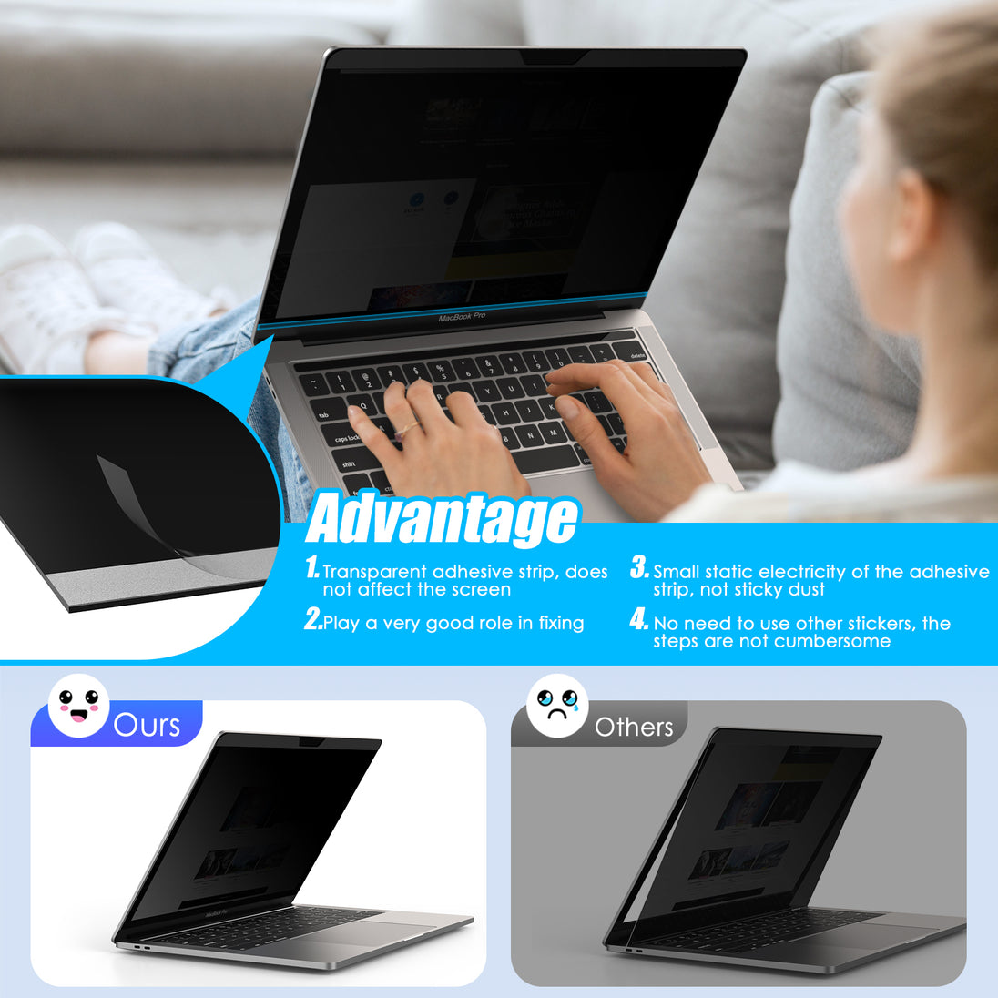 Filtro De Privacidad Magnético Fácil De Poner Y Quitar, Compatible Con Macbook Pro De 13 Pulgadas 2016 2020 Y Macbook Air De 13 Pulgadas 2018 2020 A1932 A2179 Antirreflejo Filtro De Privacidad Magnético Fácil De Poner Y Quitar, Compatible Con Macbook Pro De 13 Pulgadas 2016 2020 Y Macbook Air De 13 Pulgadas 2018 2020 A1932 A2179 Antirreflejo